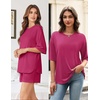 image:imageEkouaer Womens Two Piece Lounge Set Oversized Boxy Tshirt Casual Short Sets Summer Travel Matching Set 2026 FashionHot Pink