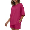 image:imageEkouaer Womens Two Piece Lounge Set Oversized Boxy Tshirt Casual Short Sets Summer Travel Matching Set 2026 FashionHot Pink