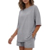 image:imageEkouaer Womens Two Piece Lounge Set Oversized Boxy Tshirt Casual Short Sets Summer Travel Matching Set 2026 FashionLight Gray