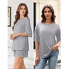 image:imageEkouaer Womens Two Piece Lounge Set Oversized Boxy Tshirt Casual Short Sets Summer Travel Matching Set 2026 FashionLight Gray