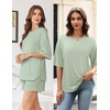 image:imageEkouaer Womens Two Piece Lounge Set Oversized Boxy Tshirt Casual Short Sets Summer Travel Matching Set 2026 FashionLight Green