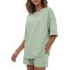 image:imageEkouaer Womens Two Piece Lounge Set Oversized Boxy Tshirt Casual Short Sets Summer Travel Matching Set 2026 FashionLight Green