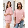 image:imageEkouaer Womens Two Piece Lounge Set Oversized Boxy Tshirt Casual Short Sets Summer Travel Matching Set 2026 FashionLight Pink