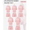 image:imageEkouaer Womens Two Piece Lounge Set Oversized Boxy Tshirt Casual Short Sets Summer Travel Matching Set 2026 FashionNavy Blue