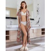 image:imageEkouaer Womens Zipper Robes Full Length Short Sleeve Housecoats House Dress with Pockets Loungewear Nightgown Red Flower3XL