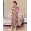 image:imageEkouaer Womens Zipper Robes Full Length Short Sleeve Housecoats House Dress with Pockets Loungewear Nightgown Red FlowerS
