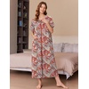 image:imageEkouaer Womens Zipper Robes Full Length Short Sleeve Housecoats House Dress with Pockets Loungewear Nightgown Red FlowerS