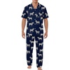 image:imageEKouear Mens Pajamas Set Short Sleeve pjs sets Classic Button Down Sleepwear Long Pants Lounge Set with PocketNavy Zebra