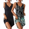 image:imageEkouaer 2 Pack Nightgowns for Women Sleeveless Sleepshirt Sleep Tank Dress Chemise V Neck SleepwearBlackMulti Floral
