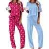 Rose Heart/Light Blue Striped