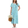 image:imageEkouaer Cotton Nightgowns for Women Long Night Gown Short Sleeve Sleepdress Victorian Sleepwear Nightdress with PocketsGreen Flowers