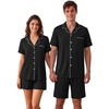 image:imageEkouaer Couple Matching Pajamas Sets Short Sleeve Button Down Pjs Sleepwear 2 Piece Lounge Set XSXXXLBlack