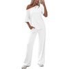 image:imageEkouaer Lounge Sets for Women Off ShoulderRight Short Sleeve Tops and Long Pants 2 Piece Set Summer Soft Matching OutfitWhitethin
