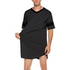 image:imageEkouaer Mens Nightshirt Comfy Nightwear BigampTall V Neck Short Sleeve Soft Loose Pajama Sleep ShirtDark Grey
