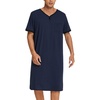 image:imageEkouaer Mens Nightshirt Nightwear Comfy BigampTall Short Sleeve Henley Sleep ShirtNavy Blue