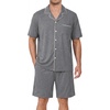 image:imageEkouaer Mens Pajamas Set Summer Short Sleeve Button Up Pjs 2 Piece Sleepwear with Pockets SXXXLGray