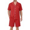 image:imageEkouaer Mens Pajamas Set Summer Short Sleeve Button Up Pjs 2 Piece Sleepwear with Pockets SXXXLRed