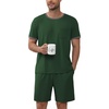 image:imageEkouaer Mens Pajamas Sets Shorts Soft Short Sleeve Pjs Summer Sleepwear Pants Casual Lounge Sets with PocketsDeep Green