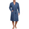 image:imageEkouaer Mens Robes Lightweight Knit Bathrobe Long Sleeve Kimono Robe V Neck Spa Knee Length Sleepwear with Pockets SXXLOcean Blue