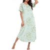image:imageEkouaer Nightgowns for Women Bamboo Viscose House Dress Long Night Gowns Short Sleeve Sleepdress Soft Sleepwear S4XLCyan White Florals
