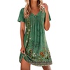 image:imageEkouaer Nightgowns for Women V Neck Sleepshirt Short Sleeve Nightdress Lace Trim Night Gown House Dress with PocketsGreen Flowers