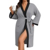 image:imageEkouaer Plus Size Robe for Women Waffle Knit Bathrobe Short Lightweight Kimono Robes with Pockets Maternity Robe SXXLLight Gray