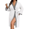 image:imageEkouaer Plus Size Robe for Women Waffle Knit Bathrobe Short Lightweight Kimono Robes with Pockets Maternity Robe SXXLWhite