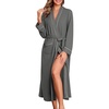 image:imageEkouaer Robes for Women Lightweight Knit Waffle Bathrobe Full Length Kimono Casual Ladies LoungewearDark Grey