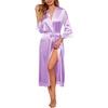 image:imageEkouaer Silk Robes for Women Lace Trim Satin Robe 34 Sleeve Kimono Bathrobe Bride Bridesmaid Wedding Party Sleepwear SXXLLavender