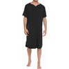 image:imageEkouaer Sleepwear Mens Nightshirt Short Sleeve Pajamas Comfy Big amp Tall Henley Sleep Shirt MXXXLBlack