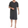 image:imageEkouaer Sleepwear Mens Nightshirt Short Sleeve Pajamas Comfy Big amp Tall Henley Sleep Shirt MXXXLDark Grey