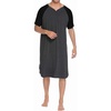 image:imageEkouaer Sleepwear Mens Nightshirt Short Sleeve Pajamas Comfy Big amp Tall Henley Sleep Shirt MXXXLDark Grey With Black