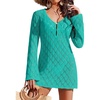 image:imageEkouaer Swimsuit Coverup for Women Crochet Beach Cover Up Hollow Out Long Sleeve Cover Ups 2026 Summer Vacation OutfitsTurquoise