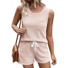 image:imageEkouaer Two Piece Sets For Women Summer Short Lounge Set Matching Outfits Casual Sleeveless Tank Top Shorts with PocketsChampagne