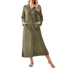 image:imageEkouaer Waffle Robes for Women Long Zipper Bathrobes Lightweight House Coat Soft Sleepwear with Pockets Loungewear SXXLArmy Green