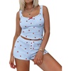 image:imageEkouaer Women Pajama Set 2 Pieces Tank Top and Shorts Cami Sleepwear Loungewear Ribbed Knit Pjs Sets Soft LingeriePlaidcherry