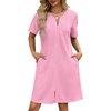 image:imageEkouaer Women Zipper Robes Waffle Short Bathrobe Lightweight House Coat with Pockets Soft Nightgown S3XLSoft Pink