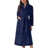 image:imageEkouaer Womens Fuzzy Lapel Bathrobe Plush Jacquard Robe Warm Cute Fluffy Robes with Pockets Soft Sleepwear Blue Purple S