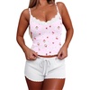 image:imageEkouaer Womens Pajama Sets 2 Piece Sexy Lingerie Sleepwear with Pockets Lightweight Lace Cami Shorts Adjustable Straps PjsLilac Cherry
