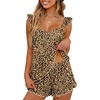 image:imageEkouaer Womens Pajama Sets Ruffle Cami Top and Shorts 2 Piece Lounge Set Sleepwear Summer Comfy Cute Bridal Pajama for WomenBrown Leopard