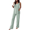 image:imageEkouaer Womens Pajamas Set Sleeveless Lounge Sets Comfy Tank Top and Pants Pjs Set V Neck 2 Piece Sleepwear SXXLLight Green