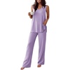 image:imageEkouaer Womens Pajamas Set Sleeveless Lounge Sets Comfy Tank Top and Pants Pjs Set V Neck 2 Piece Sleepwear SXXLLilac