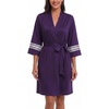 image:imageEkouaer Womens Robe Lightweight 34 Sleeve Bathrobe Soft Short Knit Sleepwear with PocketsDark Purple