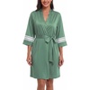 image:imageEkouaer Womens Robe Lightweight 34 Sleeve Bathrobe Soft Short Knit Sleepwear with PocketsGraygreen