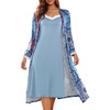 image:imageEkouaer Womens Sexy Nightgown with Robes Set 2 Piece Lace Full Length Knit Soft Nightwear Lightweight Bathrobes SXXLFloral Mix Blue