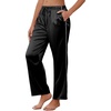 image:imageEkouaer Womens Silk Satin Pajama Pants Soft Comfy Loose Pj Pants Drawstring Elastic Waist Wide Leg Lounge Bottom with PocketsBlack