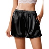 image:imageEkouaer Womens Silk Satin Pajama Short 2026 Summer Casual Sleep Shorts Lounge Sleep Pj Short with Pockets Soft Lounge ShortsBlack