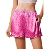 image:imageEkouaer Womens Silk Satin Pajama Short 2026 Summer Casual Sleep Shorts Lounge Sleep Pj Short with Pockets Soft Lounge ShortsLeopard Hot Pink