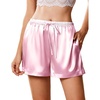 image:imageEkouaer Womens Silk Satin Pajama Short 2026 Summer Casual Sleep Shorts Lounge Sleep Pj Short with Pockets Soft Lounge ShortsLight Pink