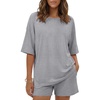 image:imageEkouaer Womens Two Piece Lounge Set Oversized Boxy Tshirt Casual Short Sets Summer Travel Matching Set 2026 FashionLight Gray